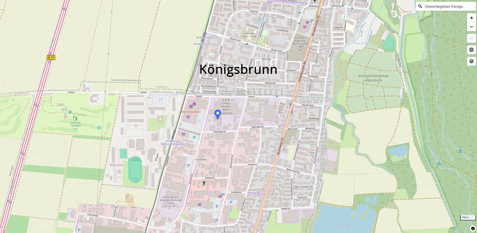 Anfahrt Deuringer Maschinenbau, Hunnenstr. 1, 86343 Königsbrunn